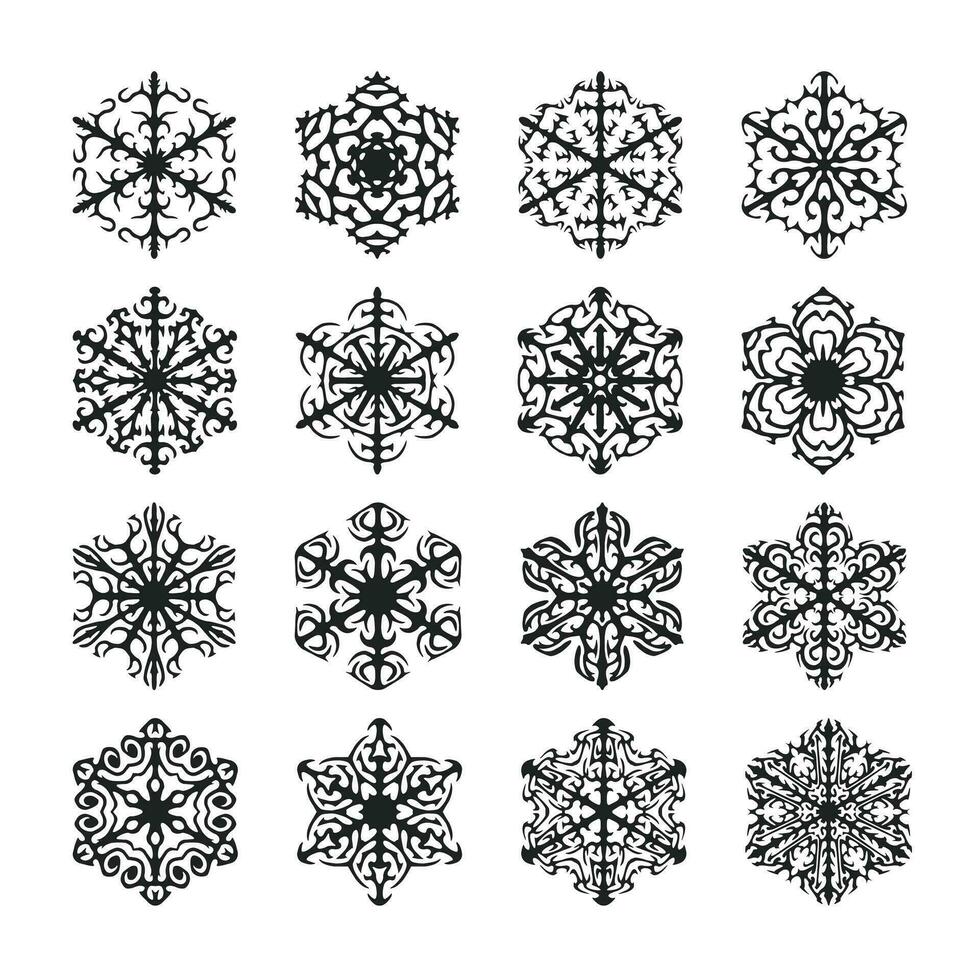 Set of snowflake icons vector