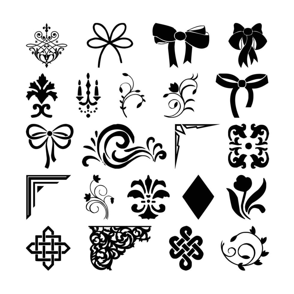Decorative floral ornaments elements and fleur de lis. vector