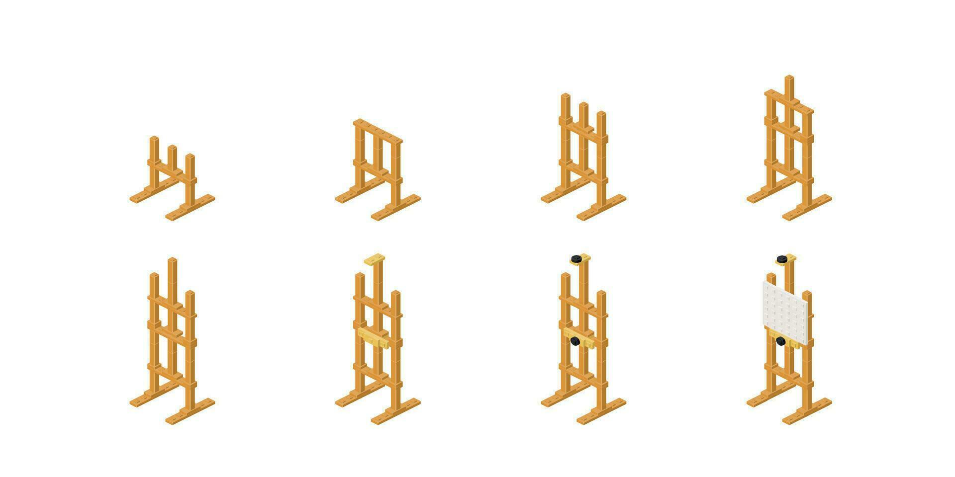 Building an easel from blocks. Vector