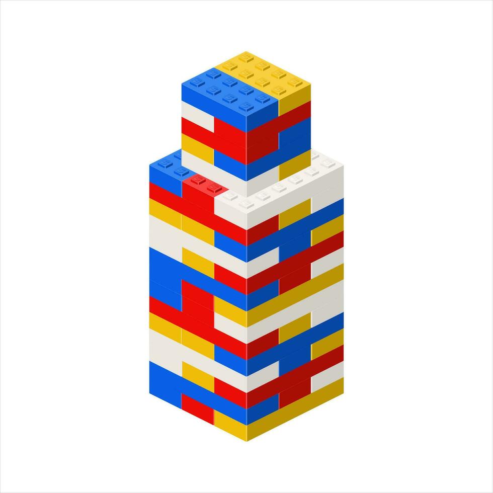 Imitation of a skyscraper made of plastic blocks. Vector