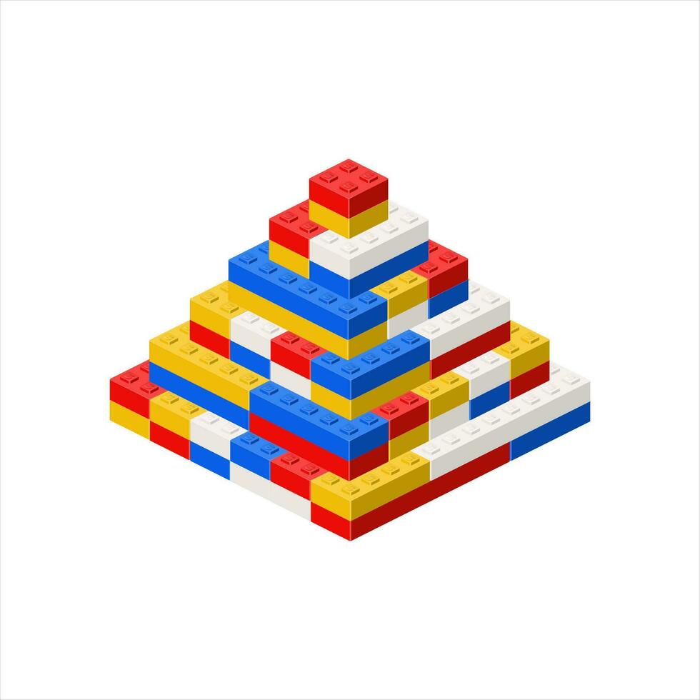 Colored step pyramid made of plastic blocks. Vector