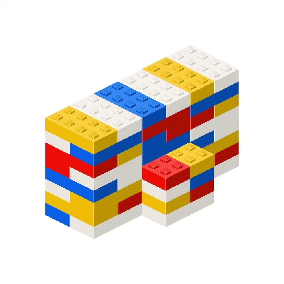 Imitation of a building made of plastic blocks. Vector