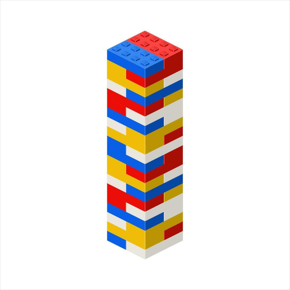 Imitation of a high-rise building made of plastic blocks. Vector