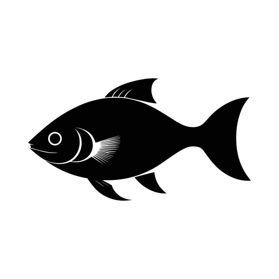 pescado icono en blanco antecedentes. negro y blanco vector ilustración de pez.