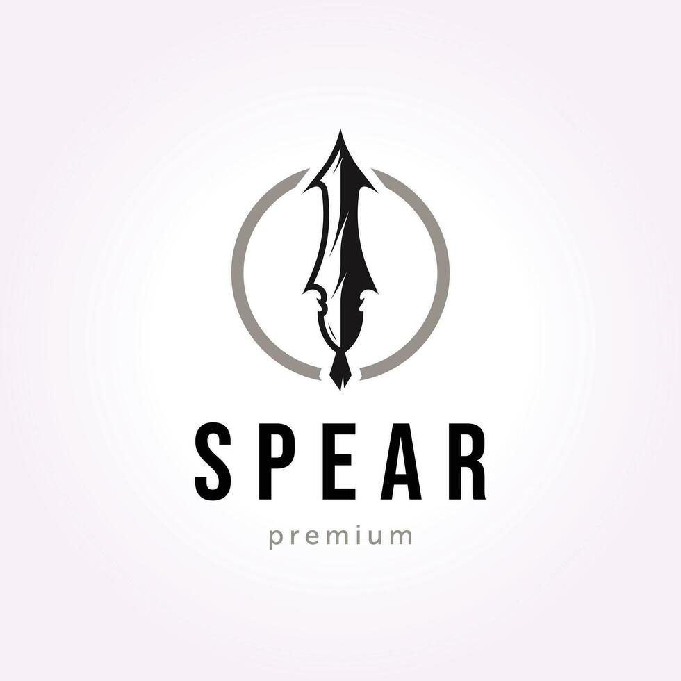 simple spear logo icon, vintage design of sword with two blades retro vector illustration