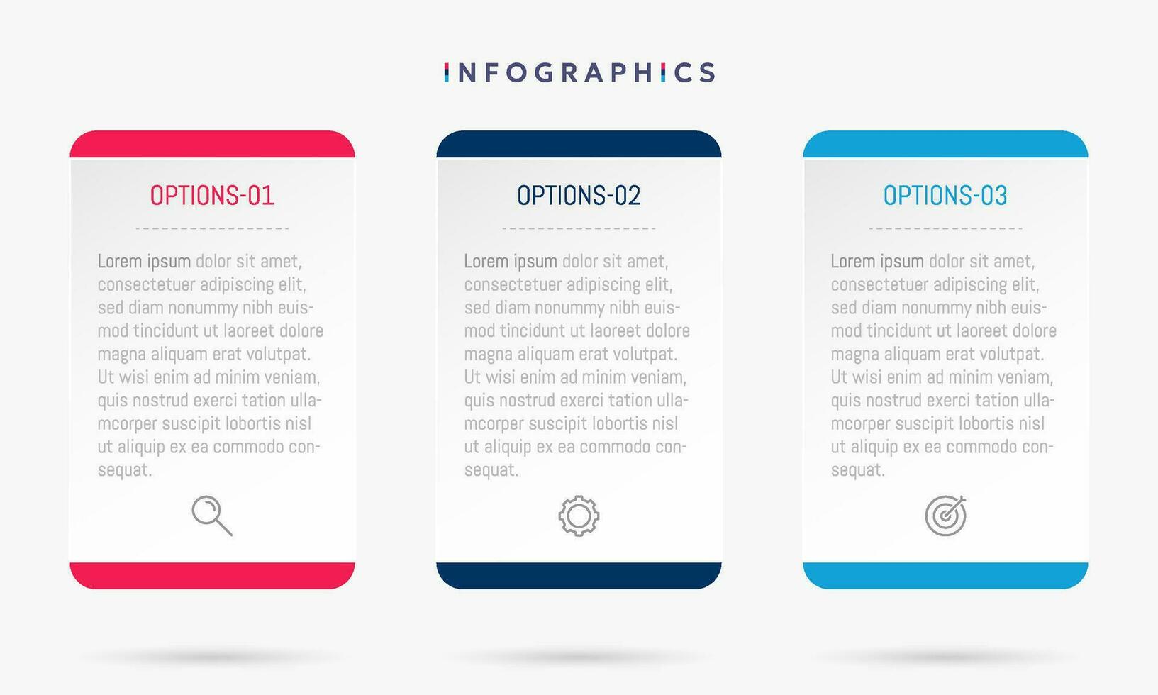 Modern business infographic template with 3 options or steps icons. vector