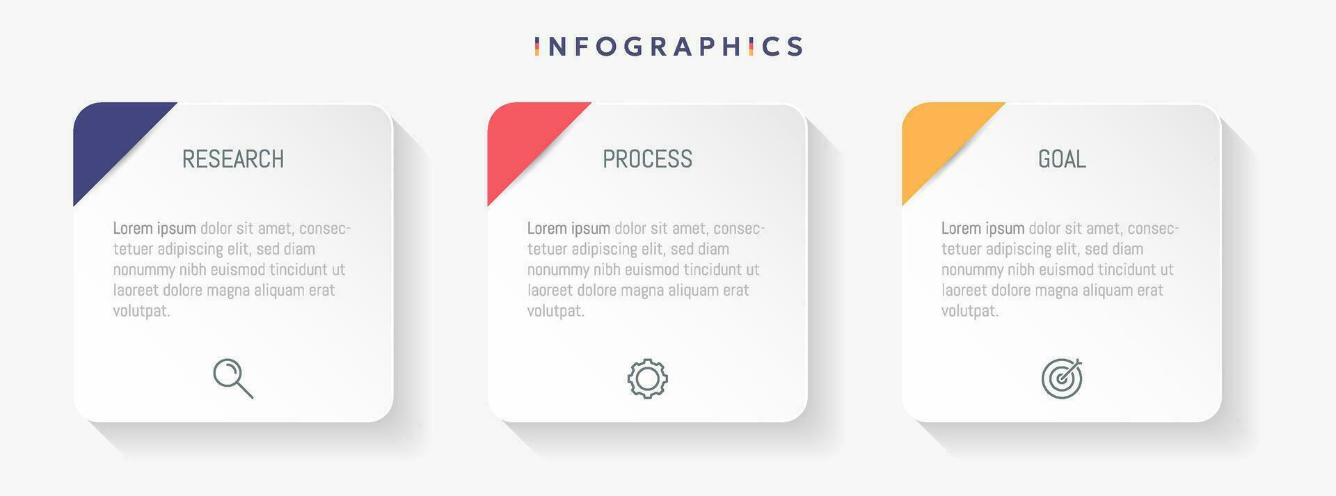 Modern business infographic template with 3 options or steps icons. vector