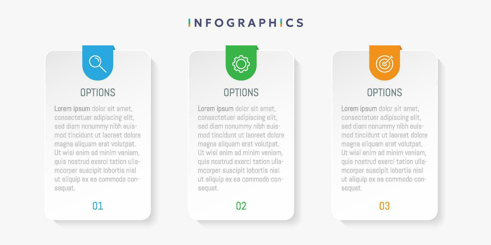 Modern business infographic template with 3 options or steps icons. vector