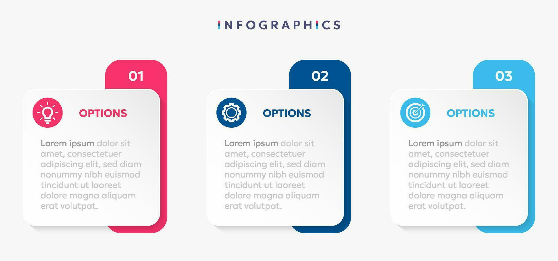 Modern business infographic template with 3 options or steps icons. vector