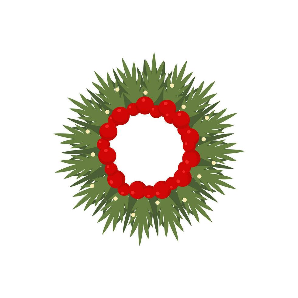 Christmas wreath simple icon. Vector flat cartoon illustration isolated on white background.