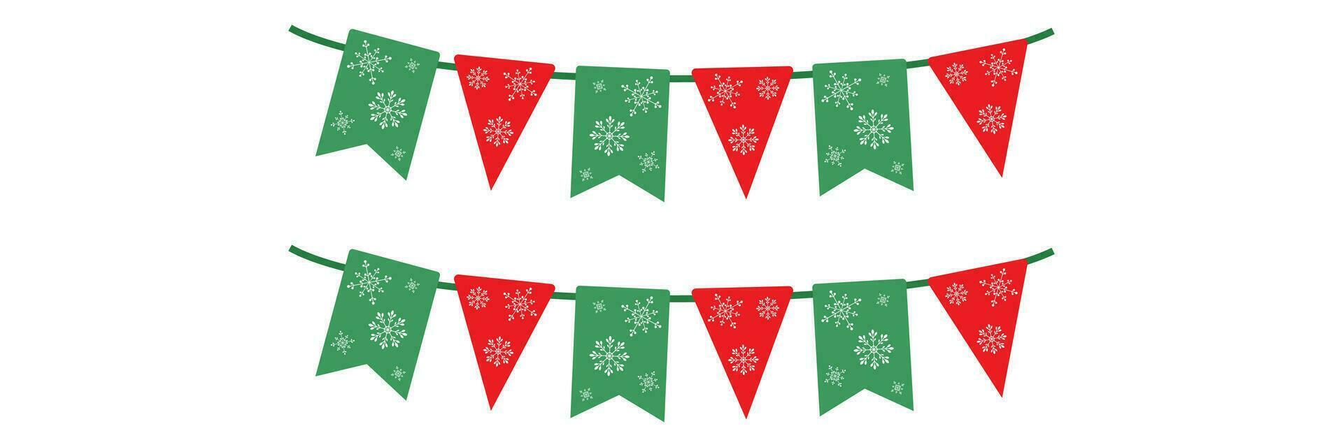 Christmas lights, party flags, and toy decorations. Vector illustration flat Happy New Year.