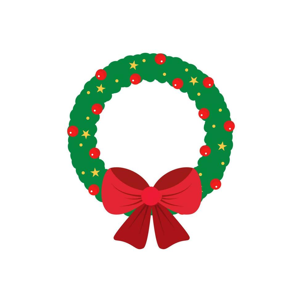 Christmas wreath simple icon. Vector flat cartoon illustration isolated on white background.