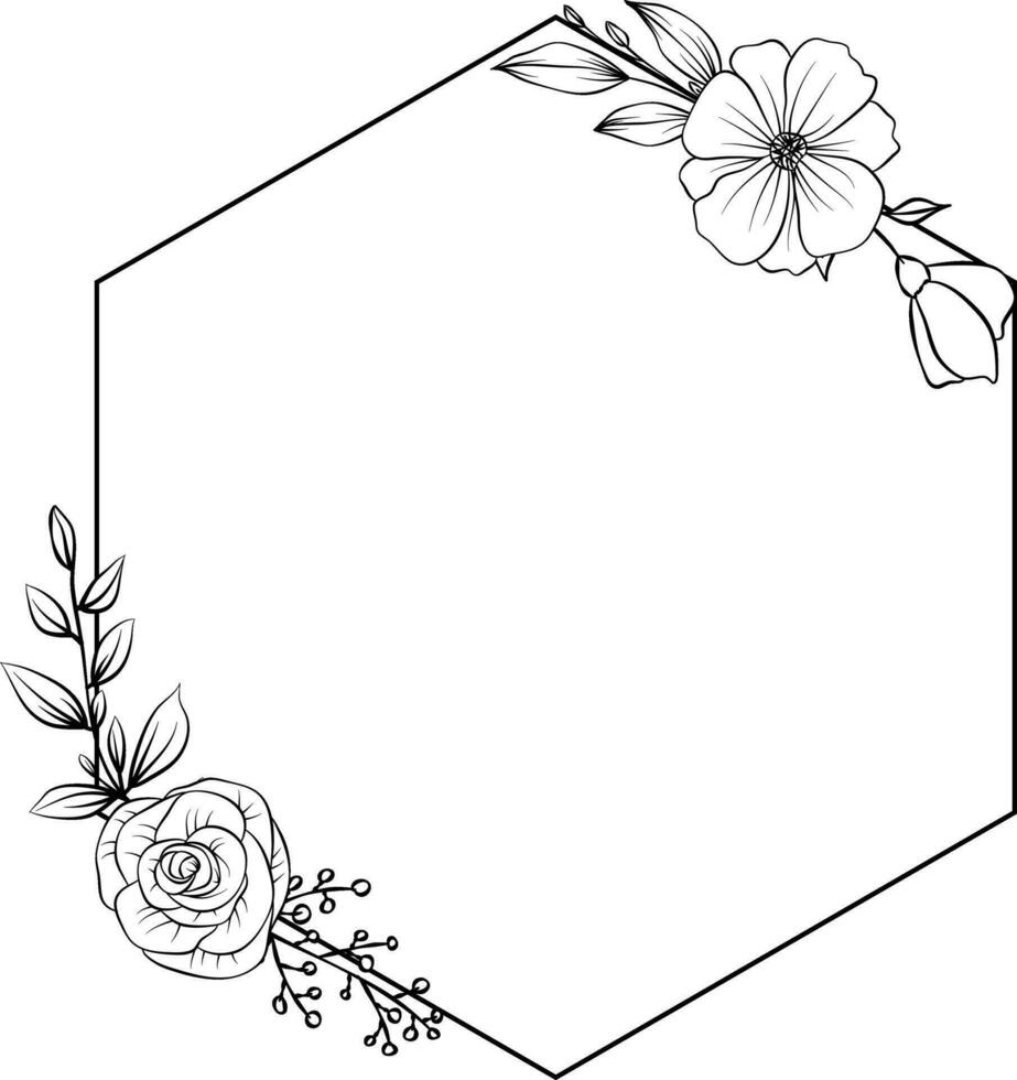 Hand drawn Botanical vector illustration. Black and white flower bouquet, floral sketch