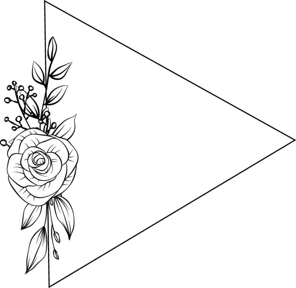 Hand drawn Botanical vector illustration. Black and white flower bouquet, floral sketch