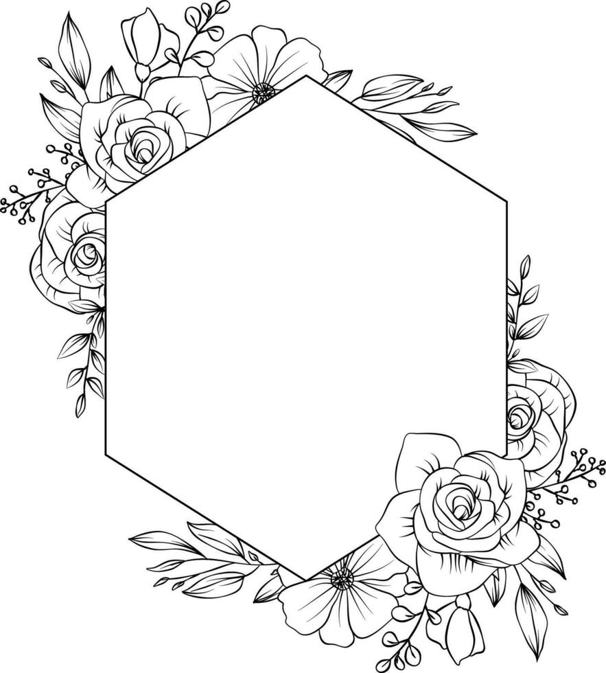 mano dibujado botánico vector ilustración. negro y blanco flor ramo, floral bosquejo