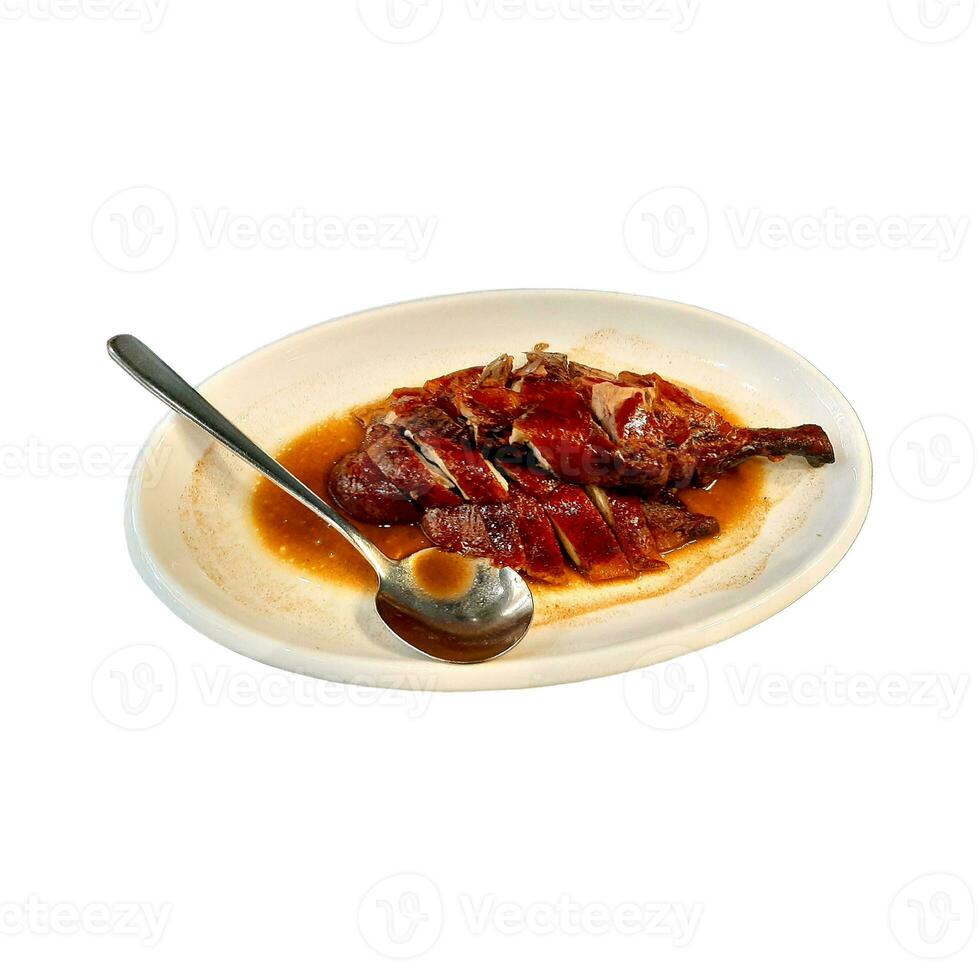 sweet soy sauce chicken in white background photo