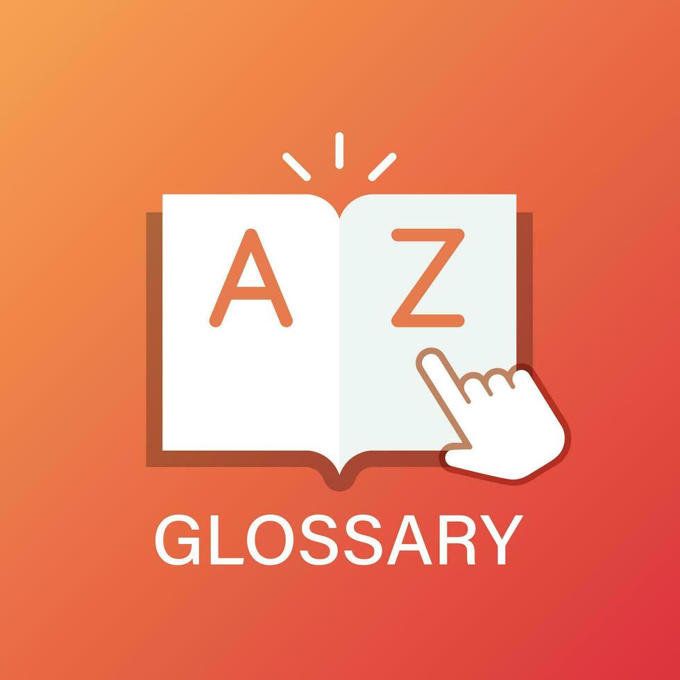 Glossary book icon in flat style. Guidebook encyclopedia vector illustration on isolated background. A-Z notebook sign business concept.