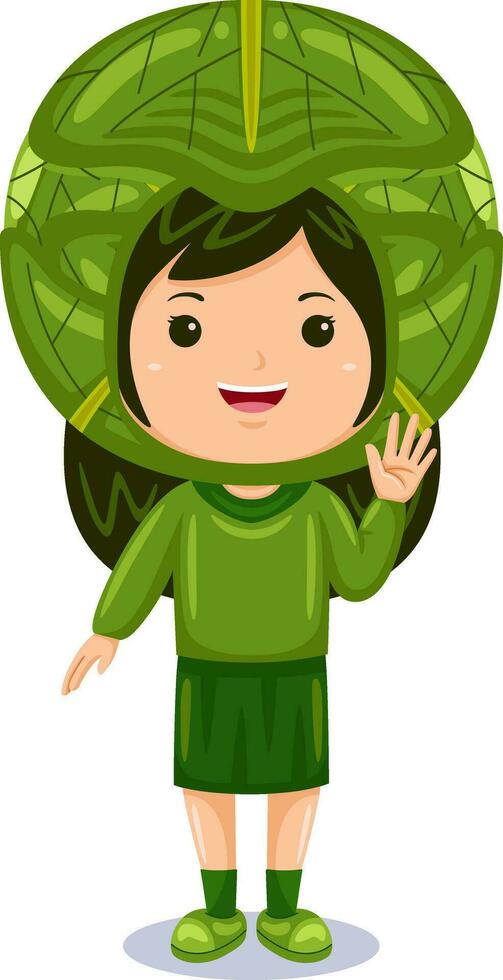 niña niños vegetal personaje disfraz vector