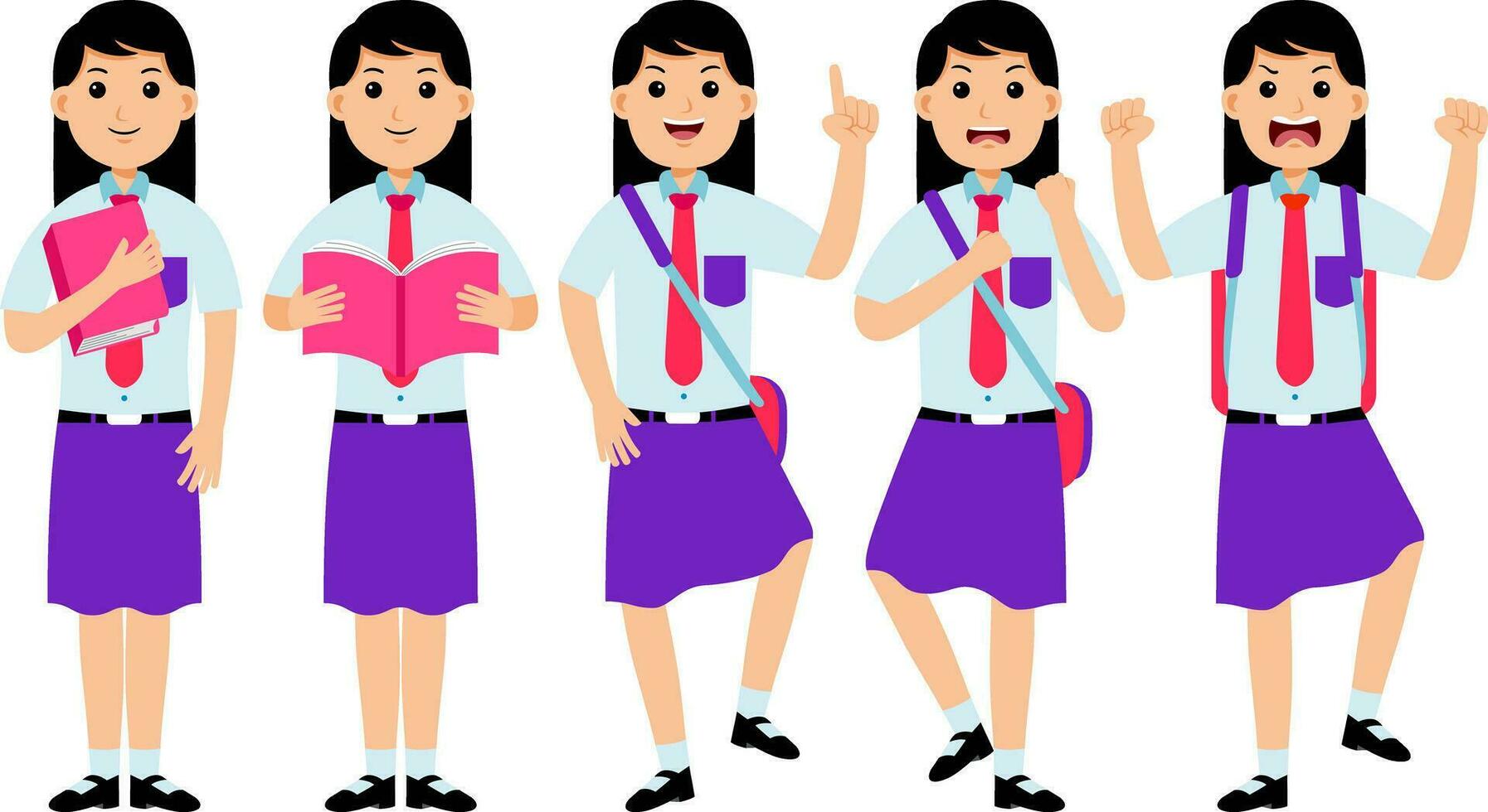Girl Student Wearing Uniform vector