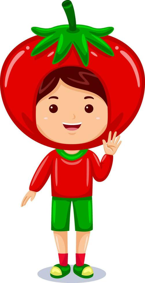 boy kids wearing vegetable costume vector