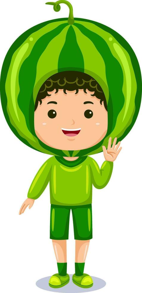 boy kids wearing fruit costume vector