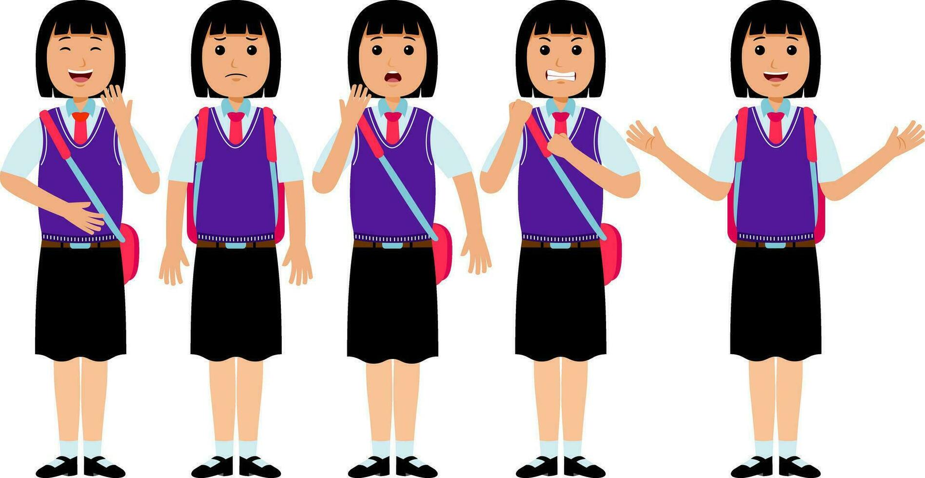 niña estudiante vistiendo uniforme vector