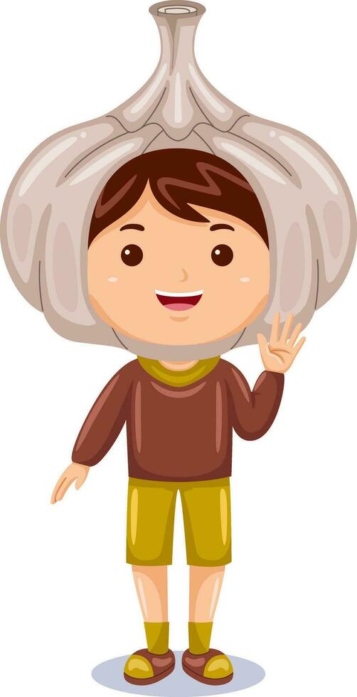 boy kids wearing vegetable costume vector