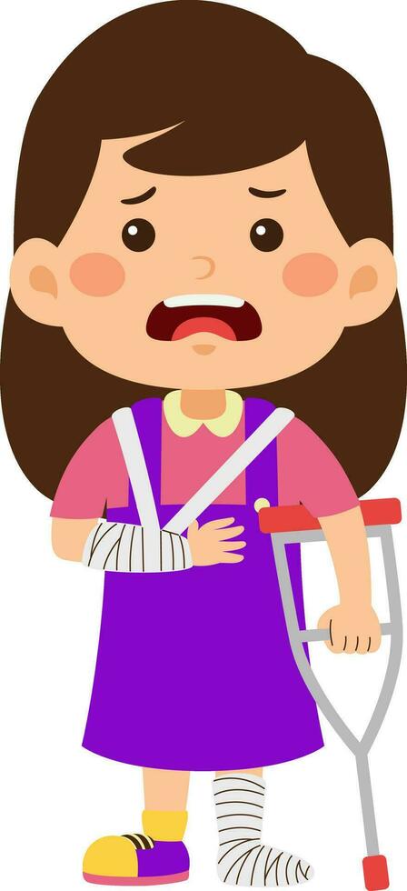 Kids Girl Unhealthy Vector Illustration