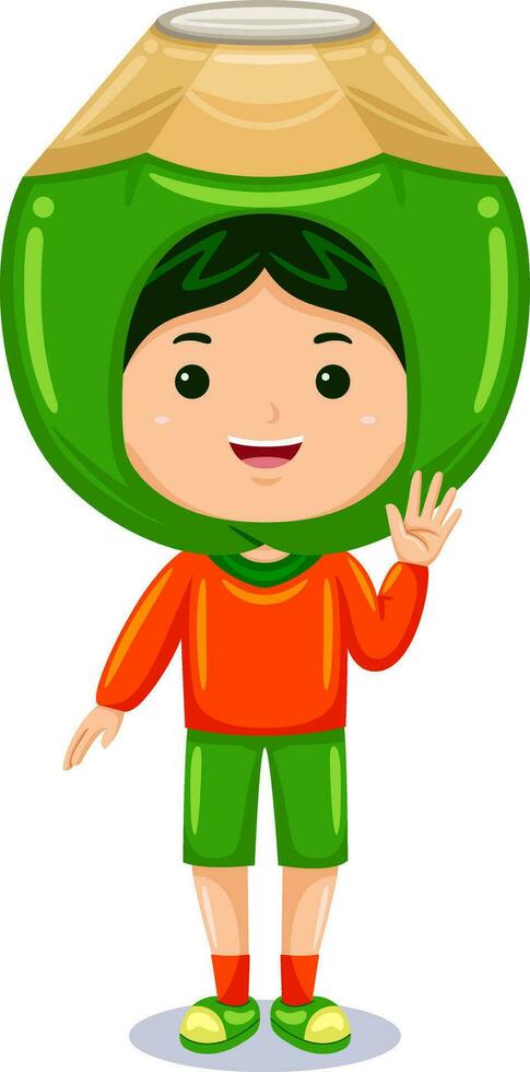 boy kids wearing fruit costume vector