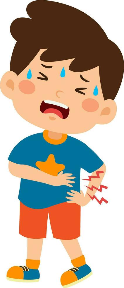 Kids Boy Unhealthy Vector Illustration