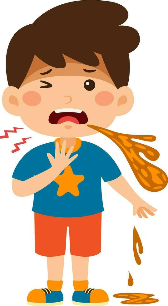 Kids Boy Unhealthy Vector Illustration