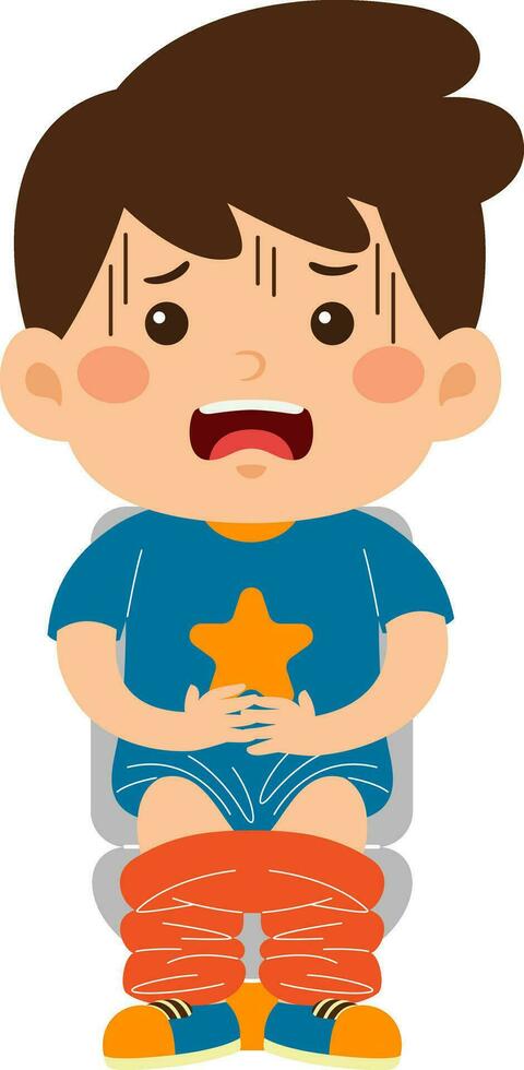 Kids Boy Unhealthy Vector Illustration