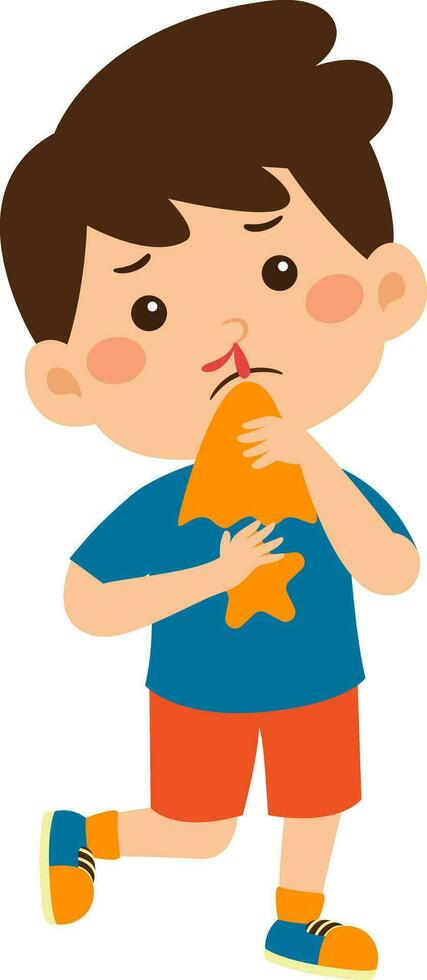 Kids Boy Unhealthy Vector Illustration