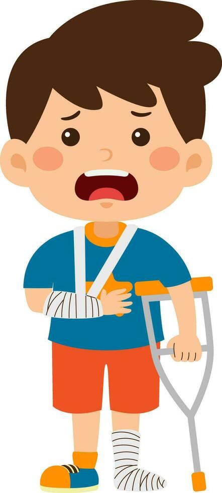 Kids Boy Unhealthy Vector Illustration