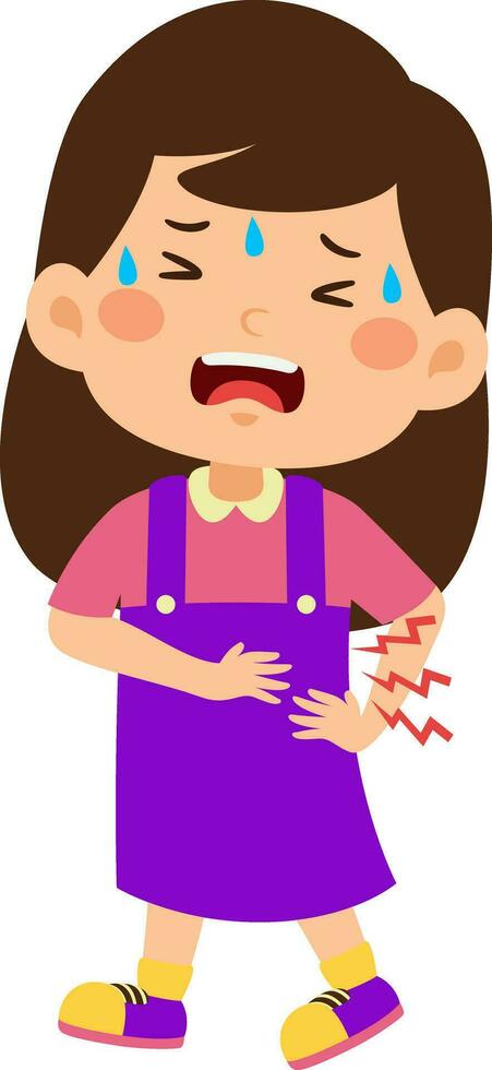Kids Girl Unhealthy Vector Illustration