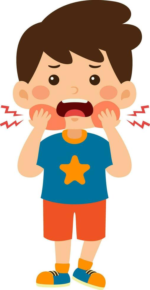 Kids Boy Unhealthy Vector Illustration