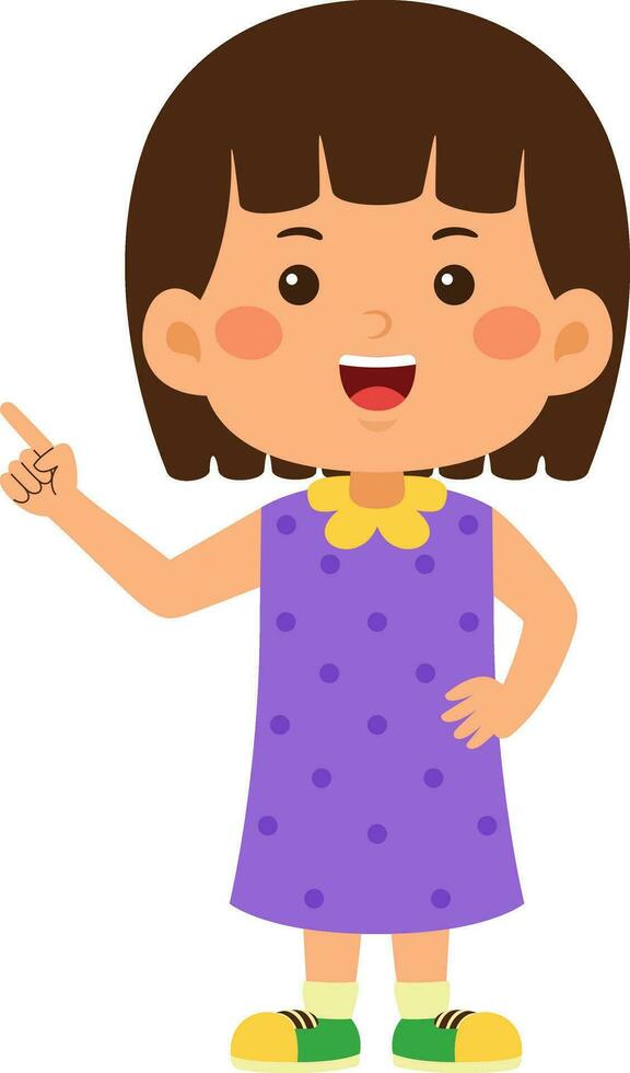 cute little kid girl vector illustration