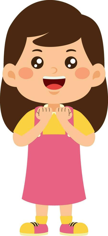 cute little kid girl vector illustration