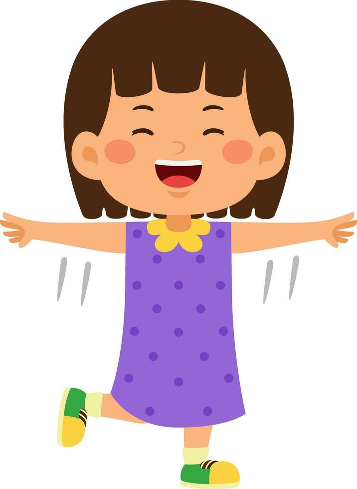 cute little kid girl vector illustration