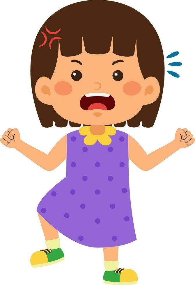 cute little kid girl vector illustration