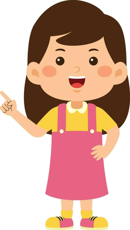 cute little kid girl vector illustration