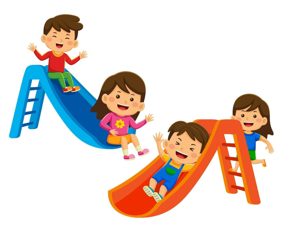happy kids daily activity vector illustration