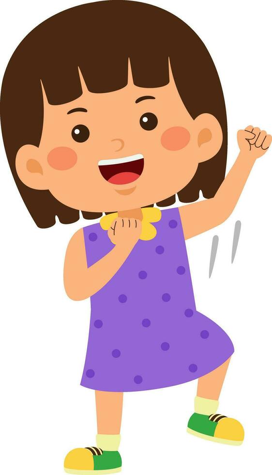 cute little kid girl vector illustration