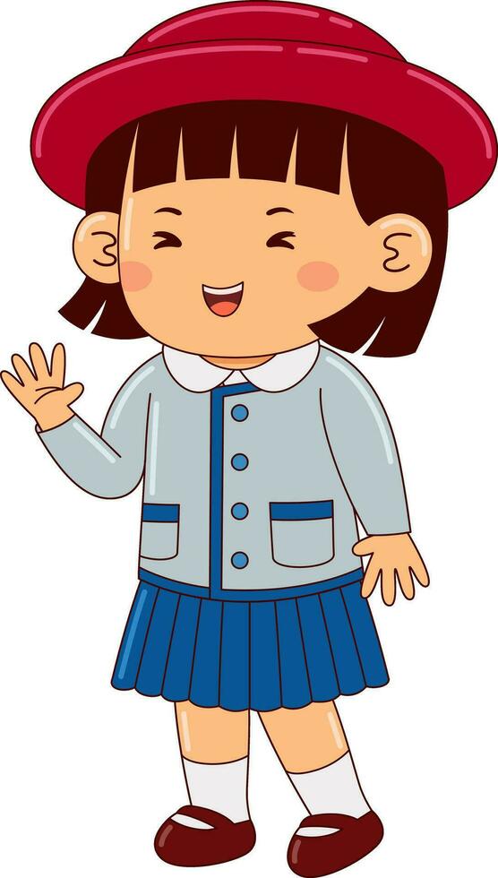 niña niños Japón colegio uniforme vector ilustración