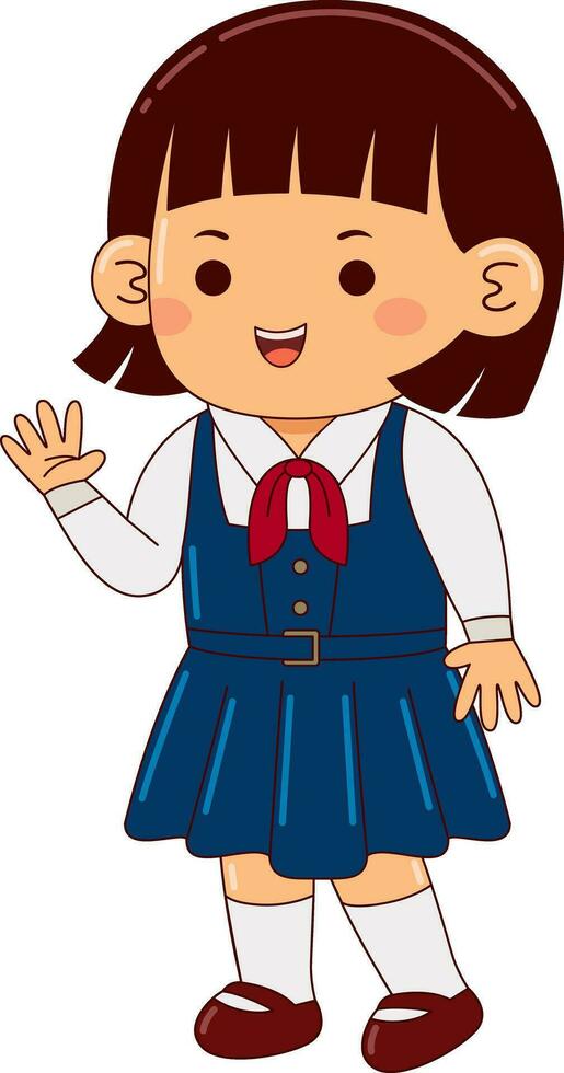 niña niños Japón colegio uniforme vector ilustración