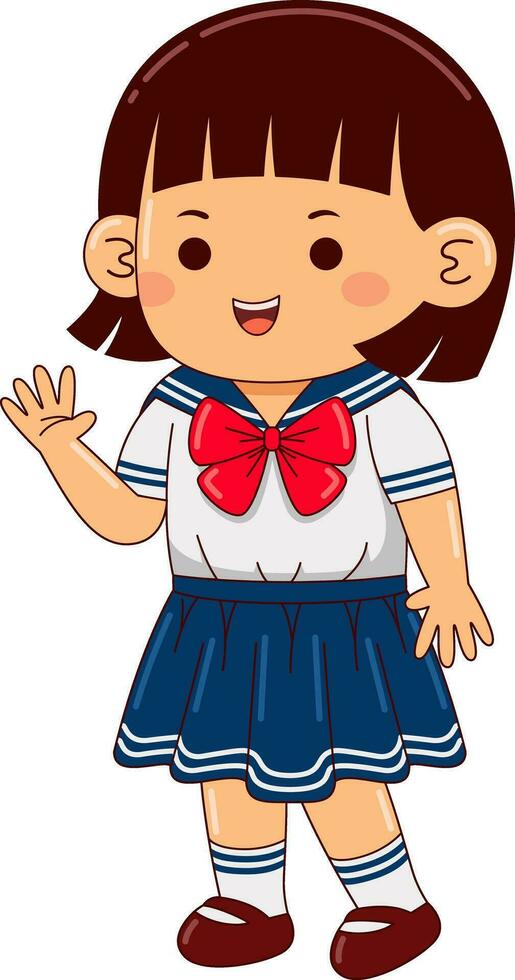 girl kids japan school uniform vector illustration