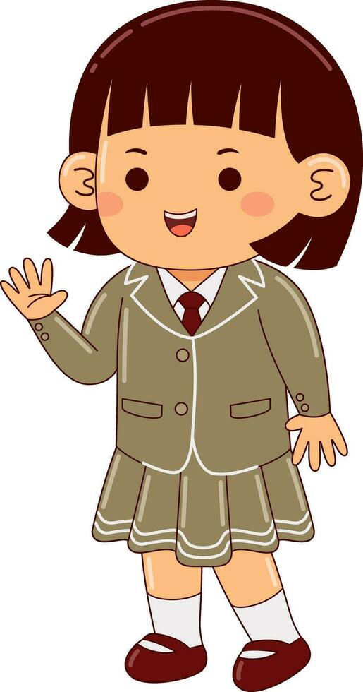 girl kids japan school uniform vector illustration