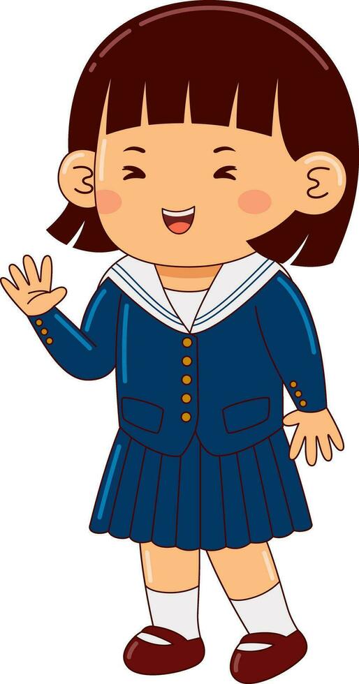 niña niños Japón colegio uniforme vector ilustración