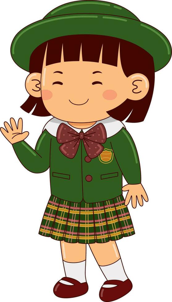 girl kids japan school uniform vector illustration