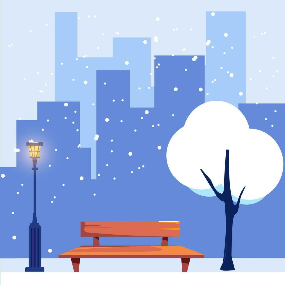 Abstract illustration winter landscape background in park vector